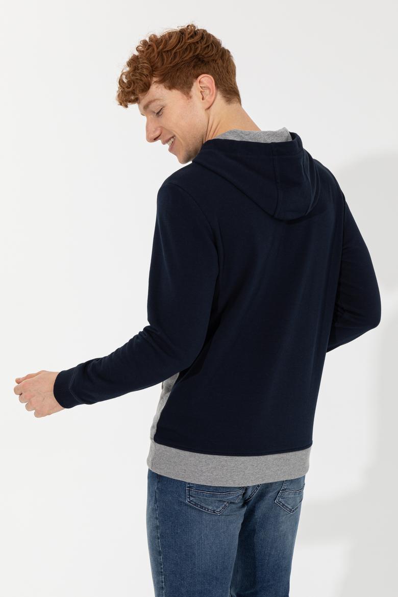 Erkek Lacivert Kapüşonlu Sweatshirt - 50257169009