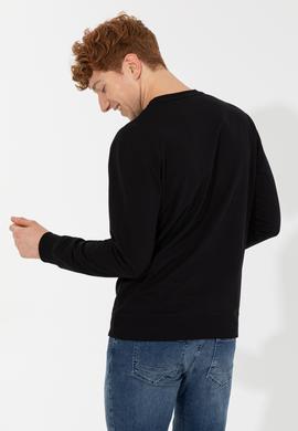 Erkek Siyah Bisiklet Yaka Sweatshirt Basic - 50257281050
