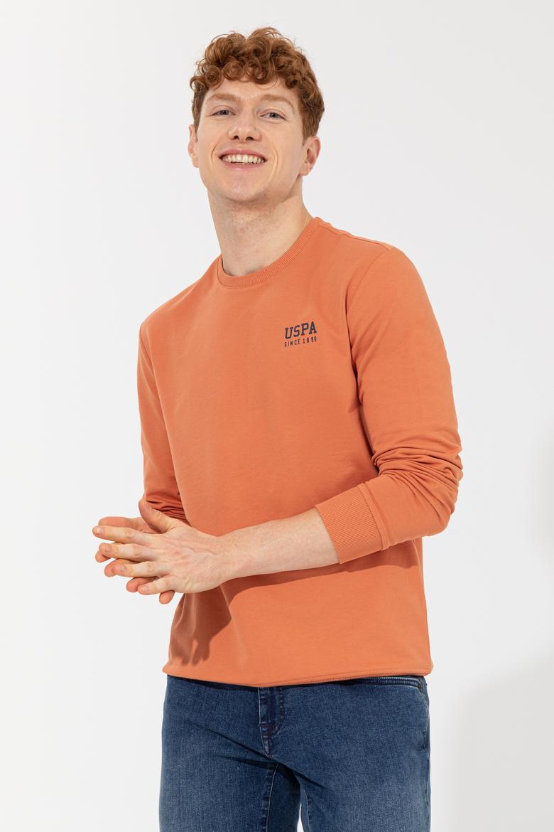 Erkek Kiremit Bisiklet Yaka Sweatshirt Basic