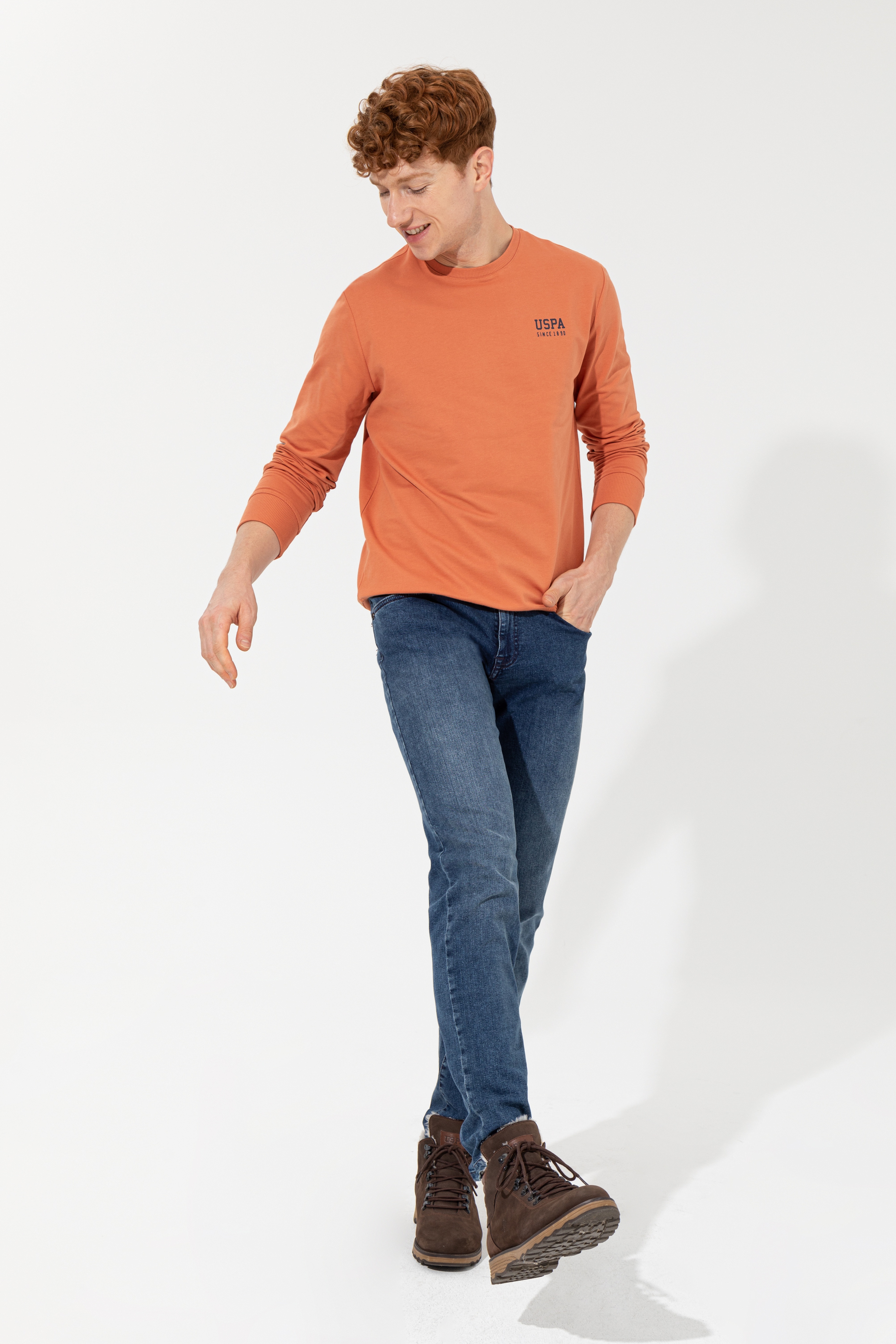 Erkek Kiremit Basic Sweatshirt