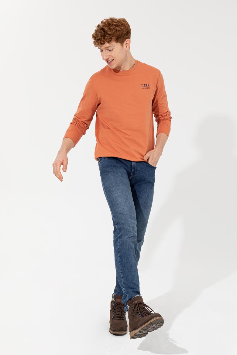 Erkek Kiremit Bisiklet Yaka Sweatshirt Basic - 50257281119