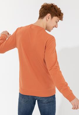 Erkek Kiremit Bisiklet Yaka Sweatshirt Basic - 50257281119