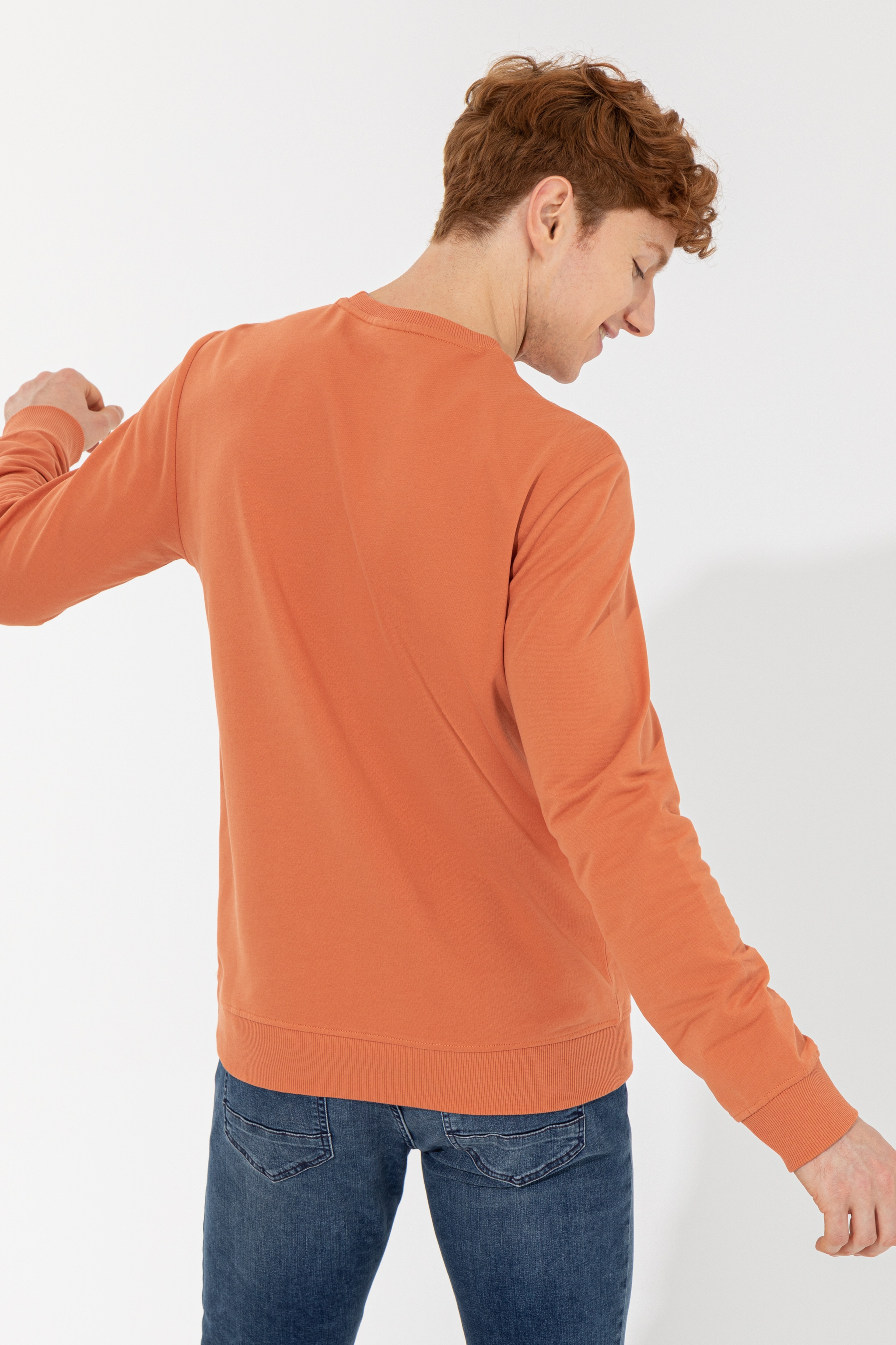 Erkek Kiremit Basic Sweatshirt