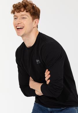 Erkek Siyah Bisiklet Yaka Sweatshirt Basic - 50257281050