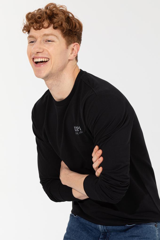 Erkek Siyah Bisiklet Yaka Sweatshirt Basic