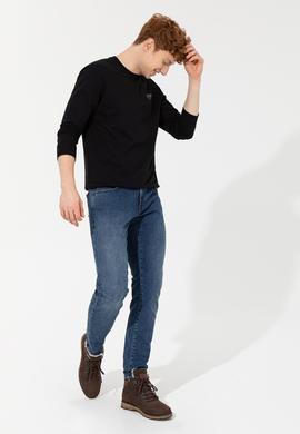 Erkek Siyah Bisiklet Yaka Sweatshirt Basic - 50257281050