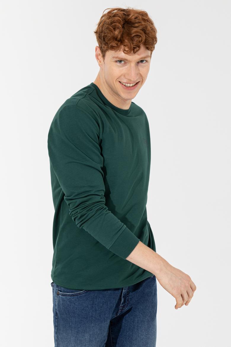 Erkek Yeşil Basic Sweatshirt - 50257281029