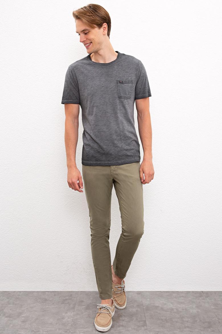 Erkek Antrasit Bisiklet Yaka T-Shirt - 50220099052