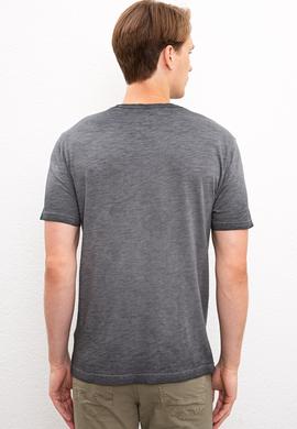 Erkek Antrasit Bisiklet Yaka T-Shirt - 50220099052