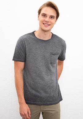 Erkek Antrasit Bisiklet Yaka T-Shirt - 50220099052