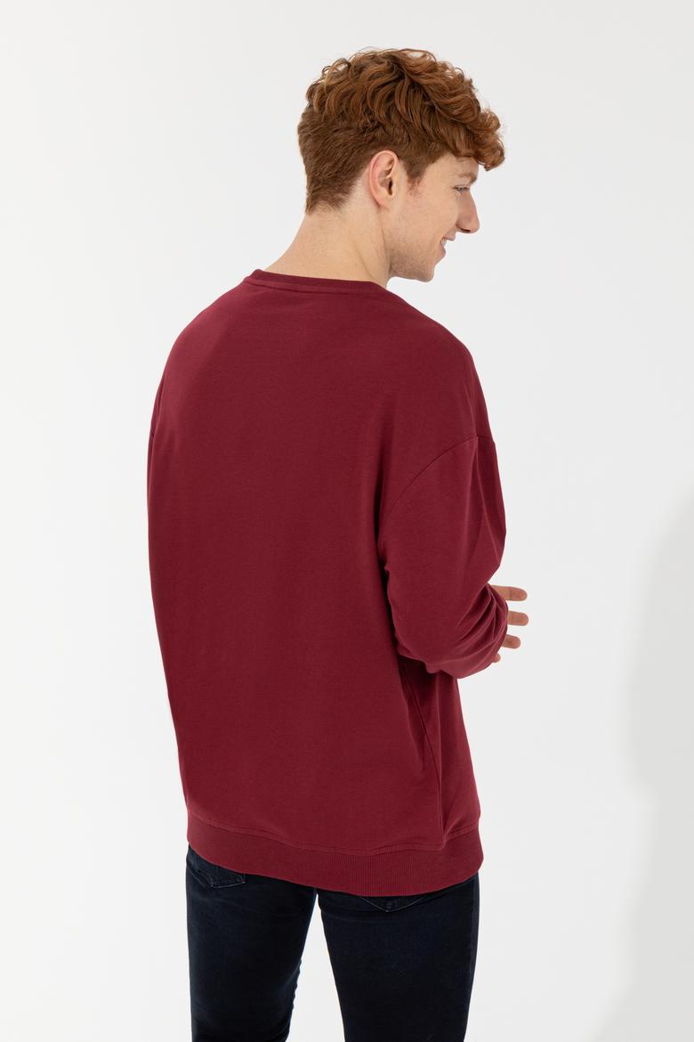 Erkek Vişne Bisiklet Yaka Sweatshirt - 50257196006