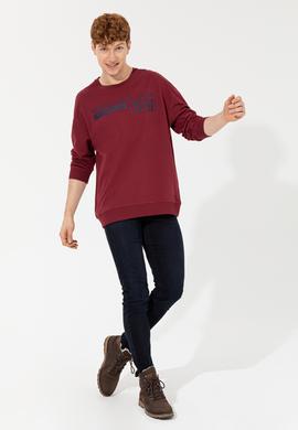 Erkek Vişne Bisiklet Yaka Sweatshirt - 50257196006