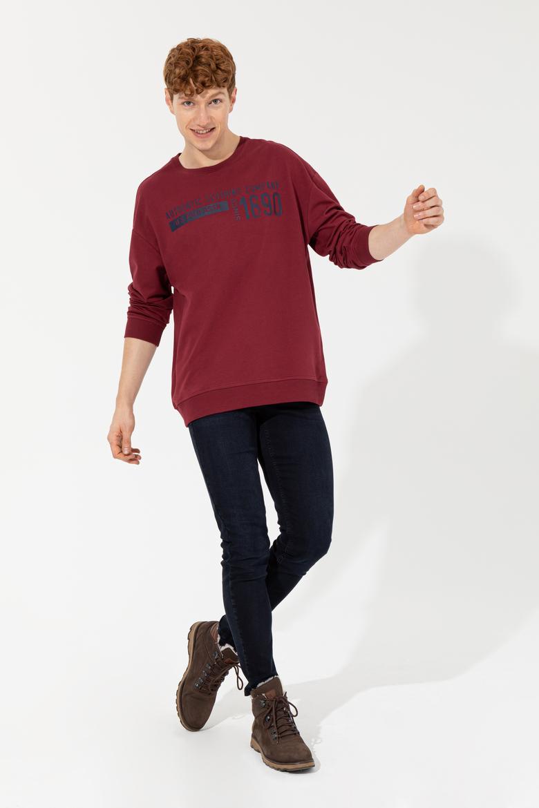 Erkek Vişne Bisiklet Yaka Sweatshirt - 50257196006