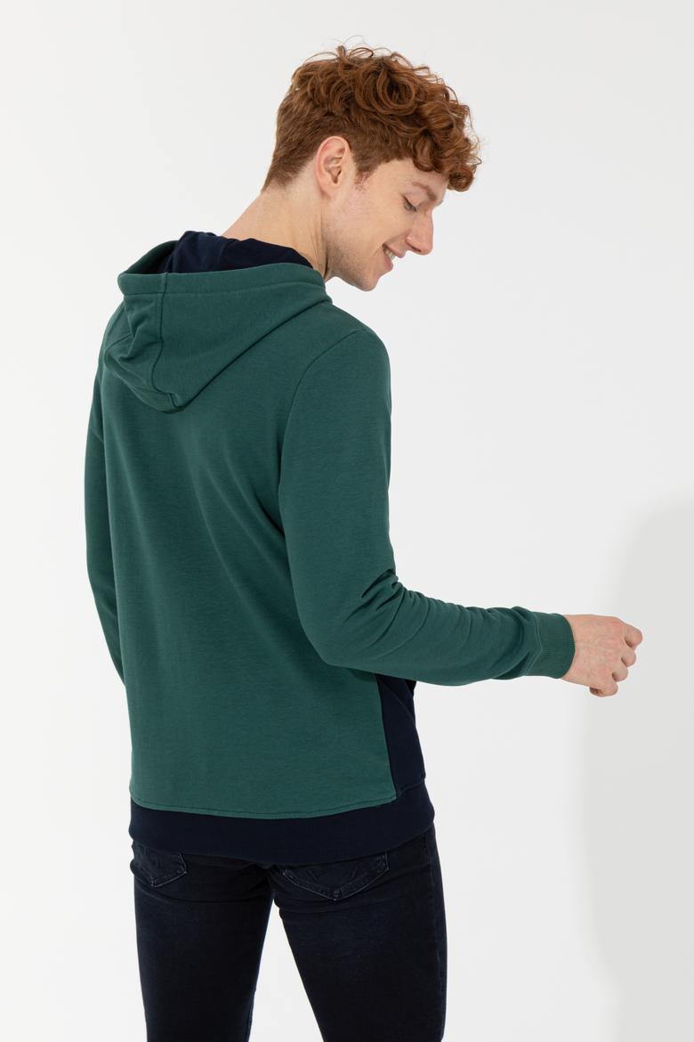 Erkek Yeşil Kapüşonlu Sweatshirt - 50257169019