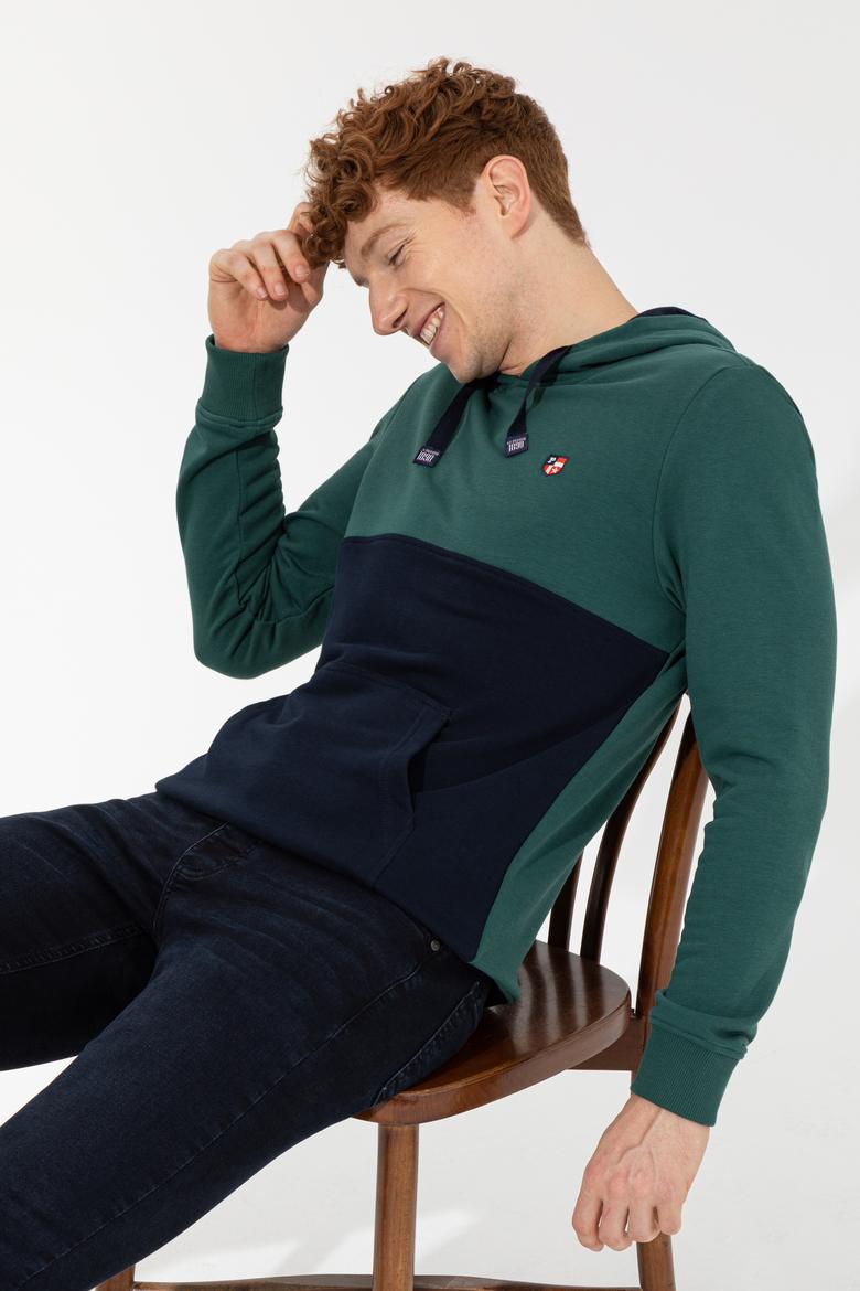 Erkek Yeşil Kapüşonlu Sweatshirt