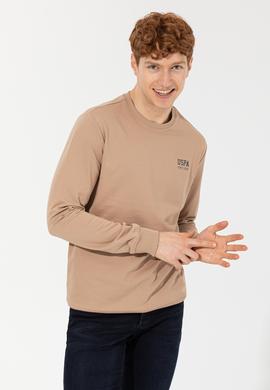 Erkek Camel Basic Sweatshirt - 50257281099