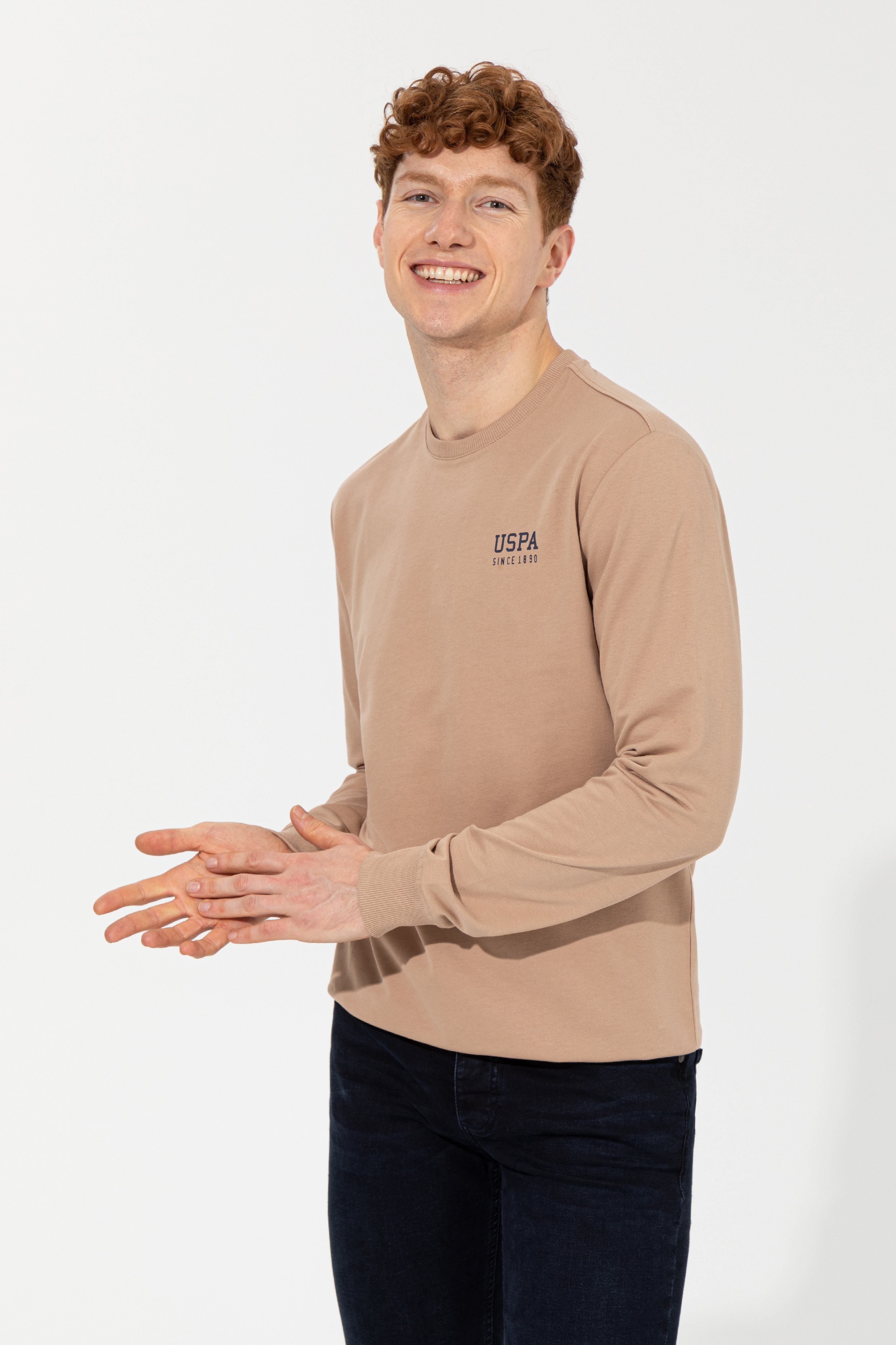 Erkek Camel Basic Sweatshirt - Image 3