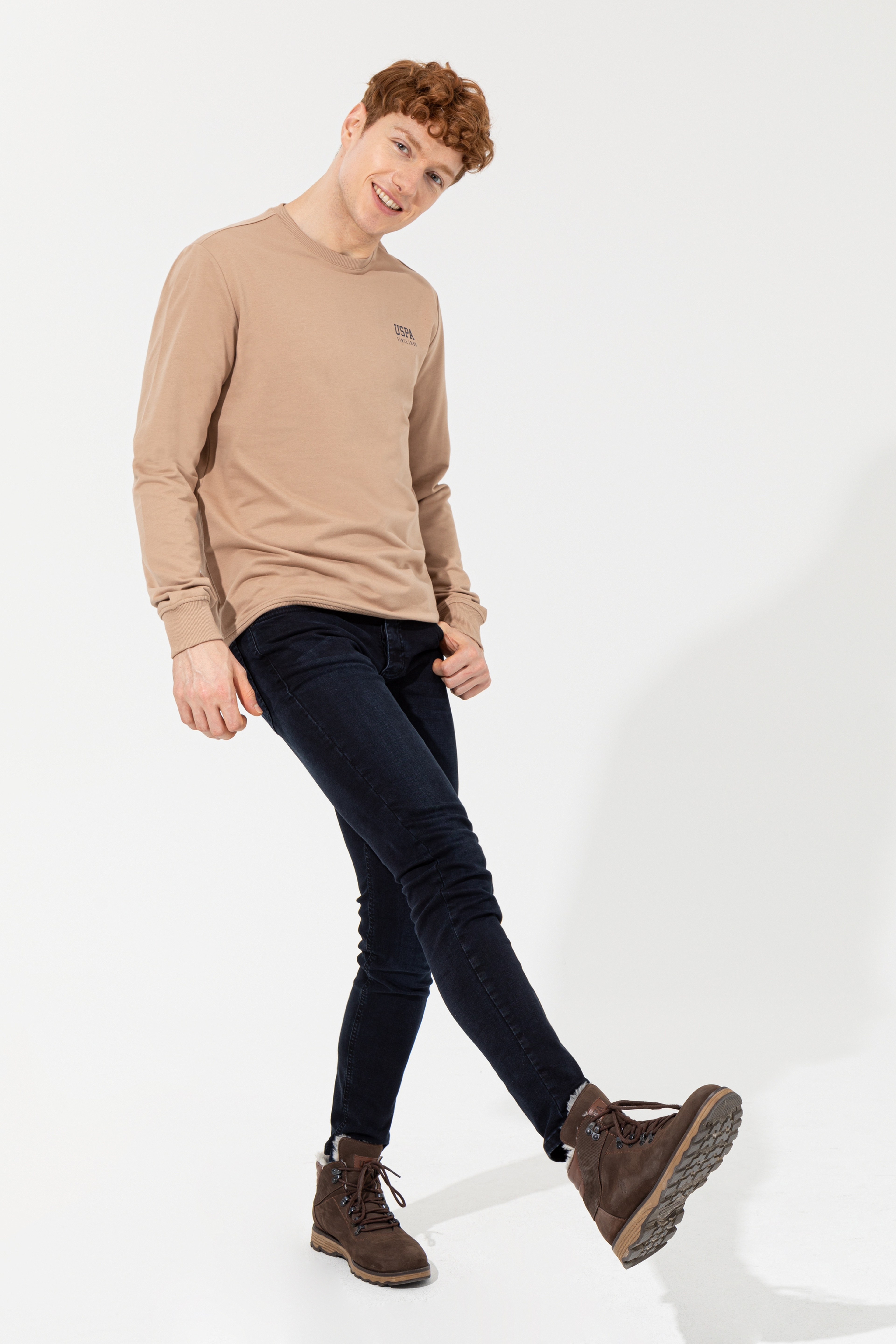 Erkek Camel Basic Sweatshirt