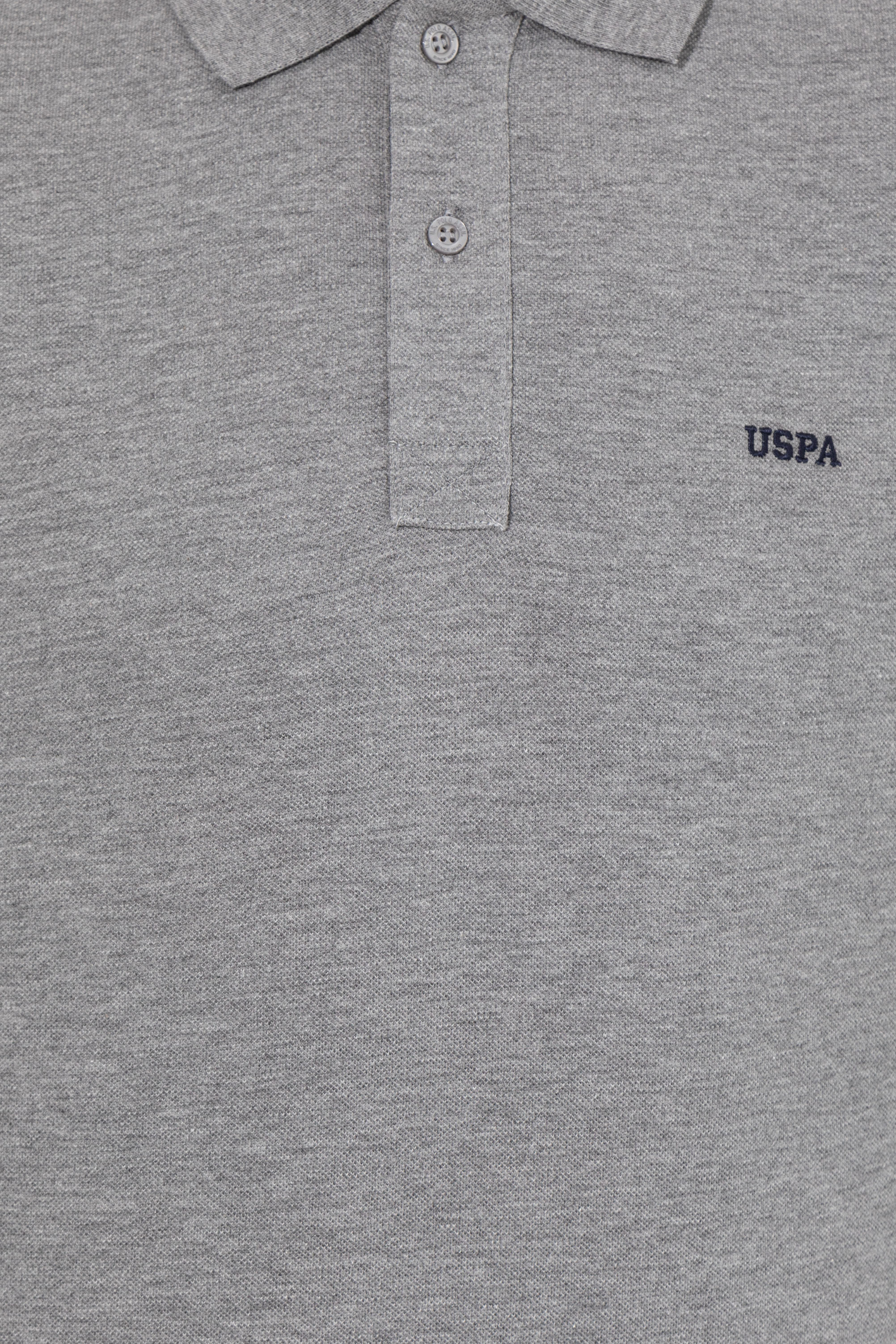 Erkek Gri Melanj Polo Yaka Basic Sweatshirt - Image 6