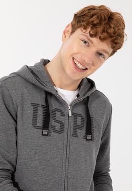 Erkek Antrasit Melanj Kapüşonlu Örme Hırka - 50257483024