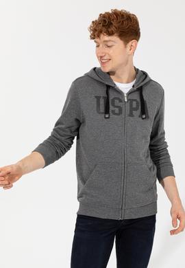 Erkek Antrasit Melanj Kapüşonlu Örme Hırka - 50257483024