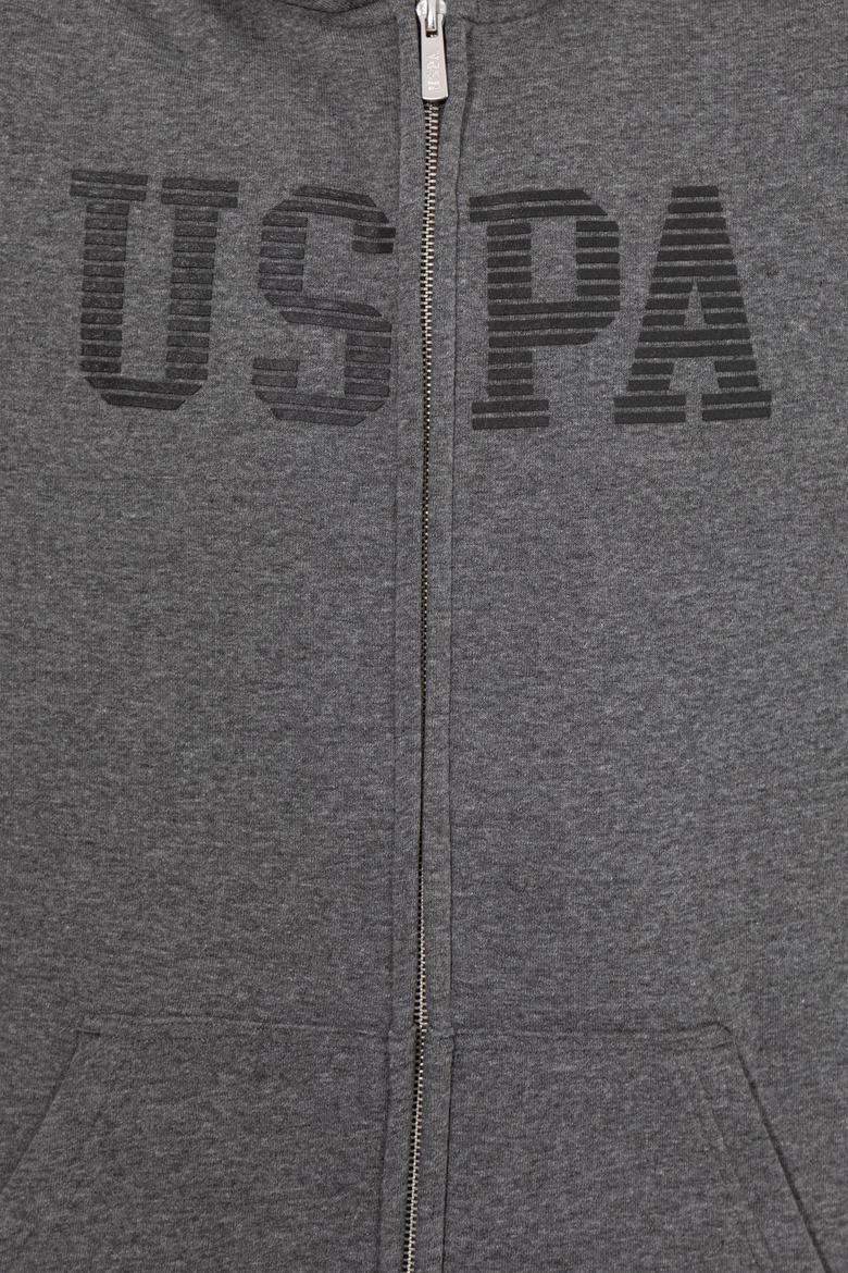 Erkek Antrasit Melanj Kapüşonlu Örme Hırka - 50257483024