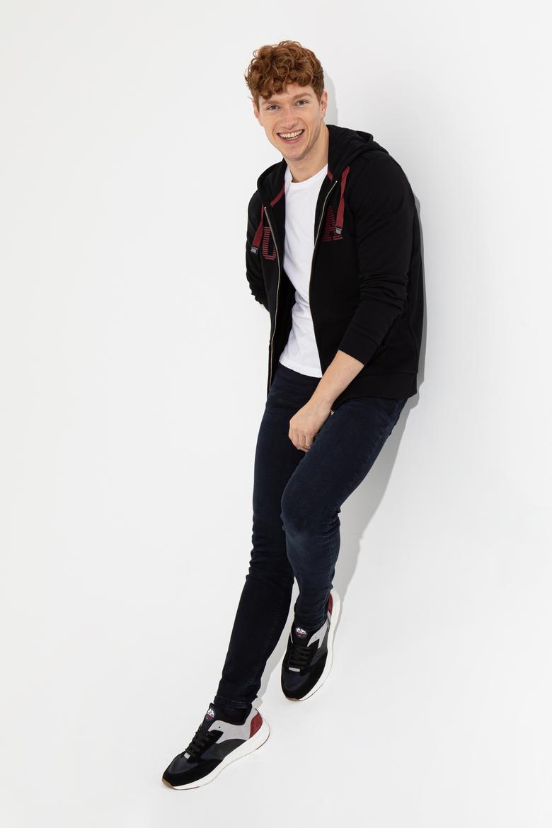 Erkek Siyah Kapüşonlu Örme Hırka - 50257483044