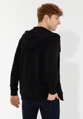 Erkek Siyah Kapüşonlu Örme Hırka - 50257483044