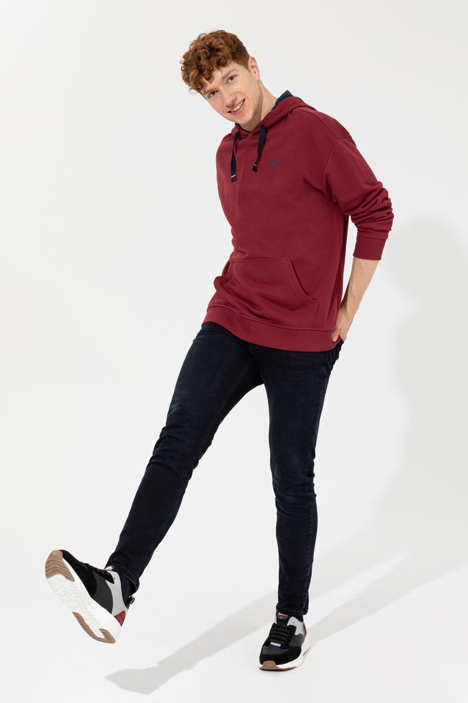 Erkek Vişne Kapüşonlu Sweatshirt