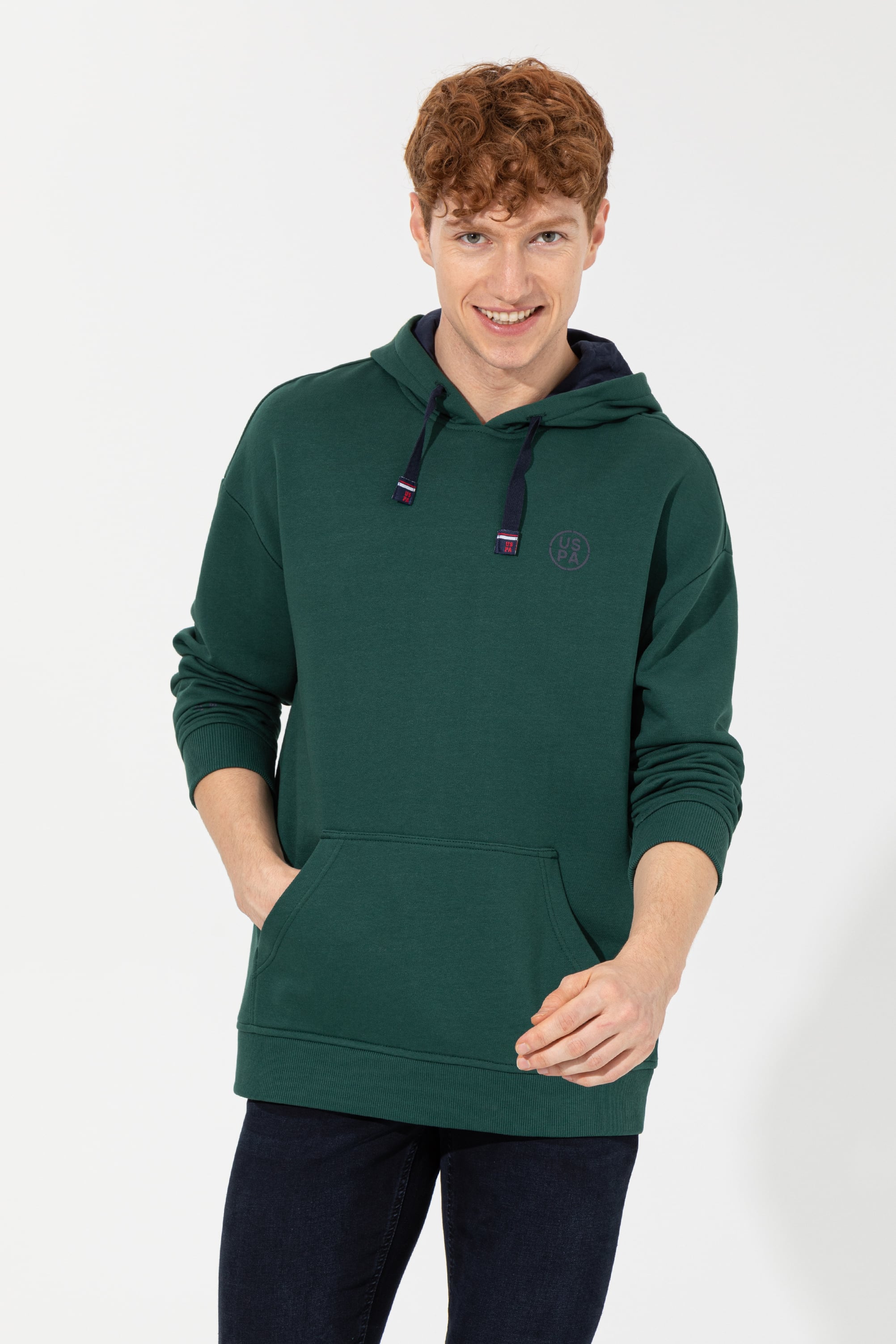 Erkek Yeşil Kapüşonlu Sweatshirt