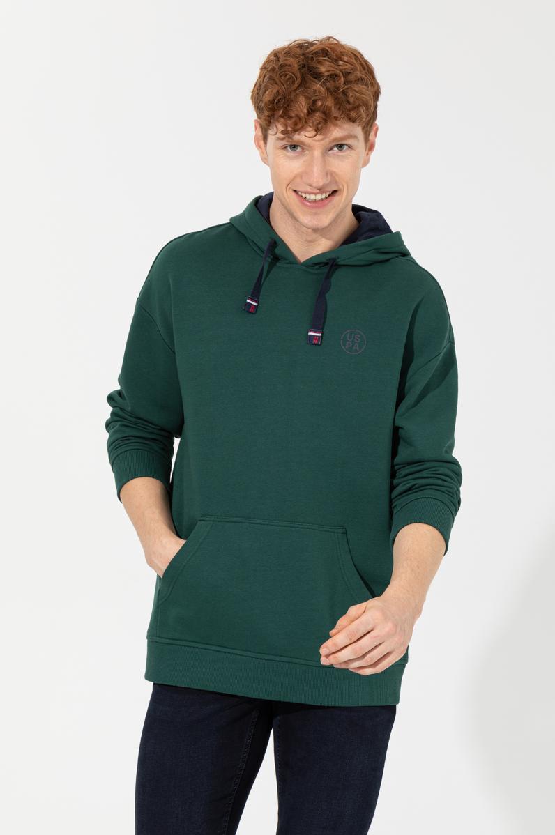 Erkek Yeşil Kapüşonlu Sweatshirt