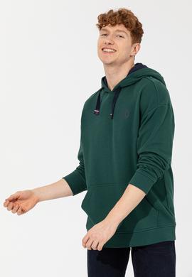 Erkek Yeşil Kapüşonlu Sweatshirt - 50257190021