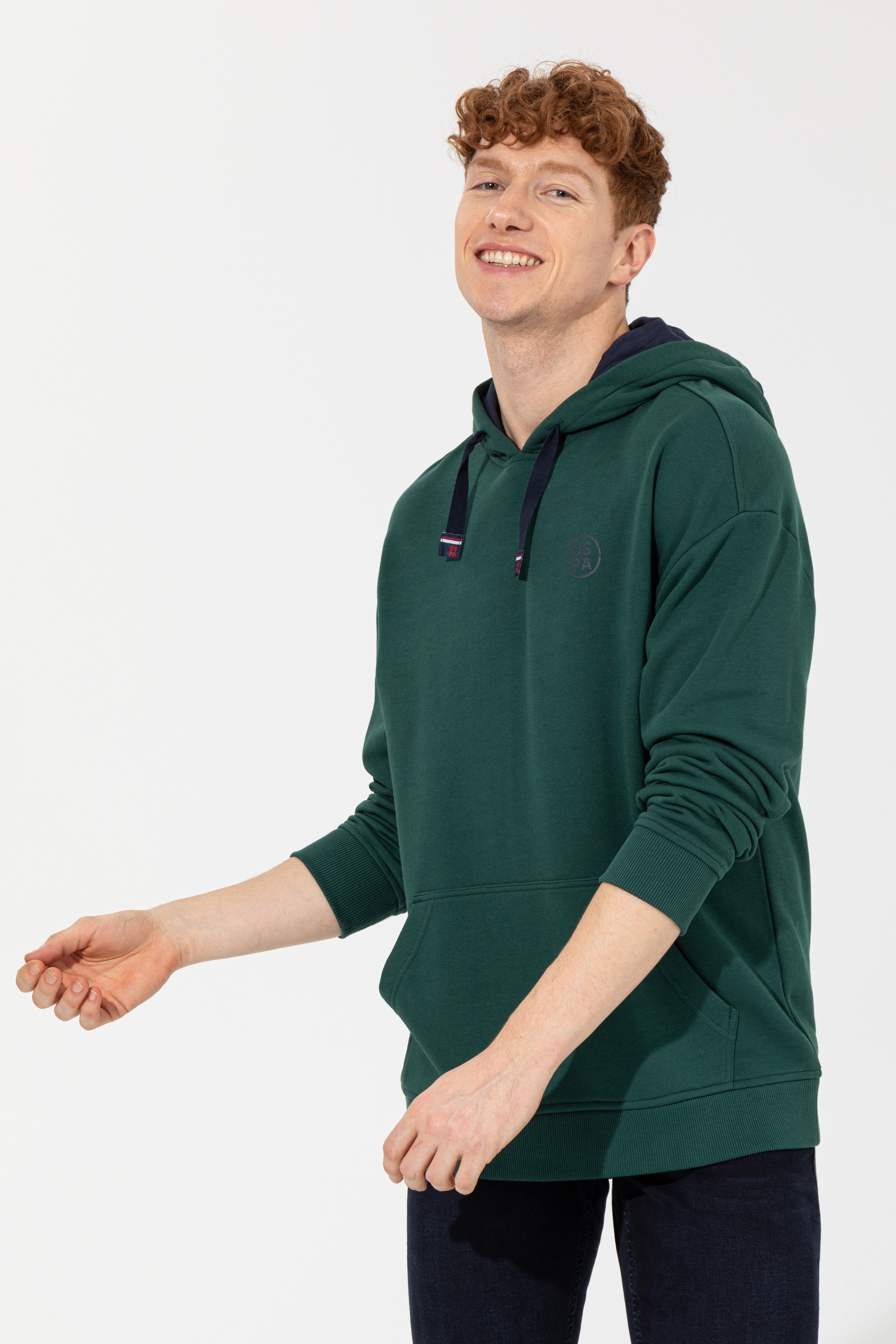 Erkek Yeşil Kapüşonlu Sweatshirt