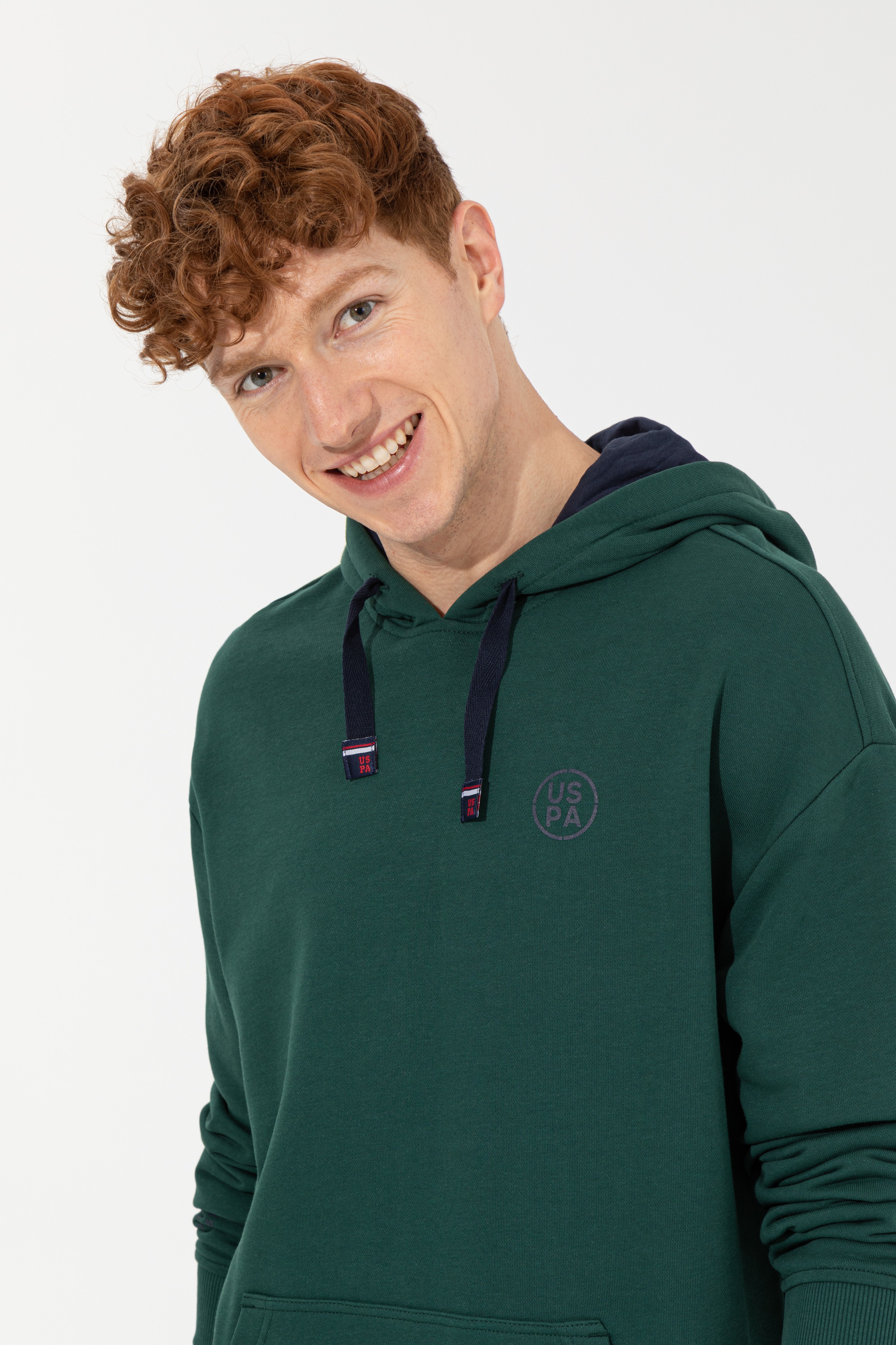 Erkek Yeşil Kapüşonlu Sweatshirt - Image 4