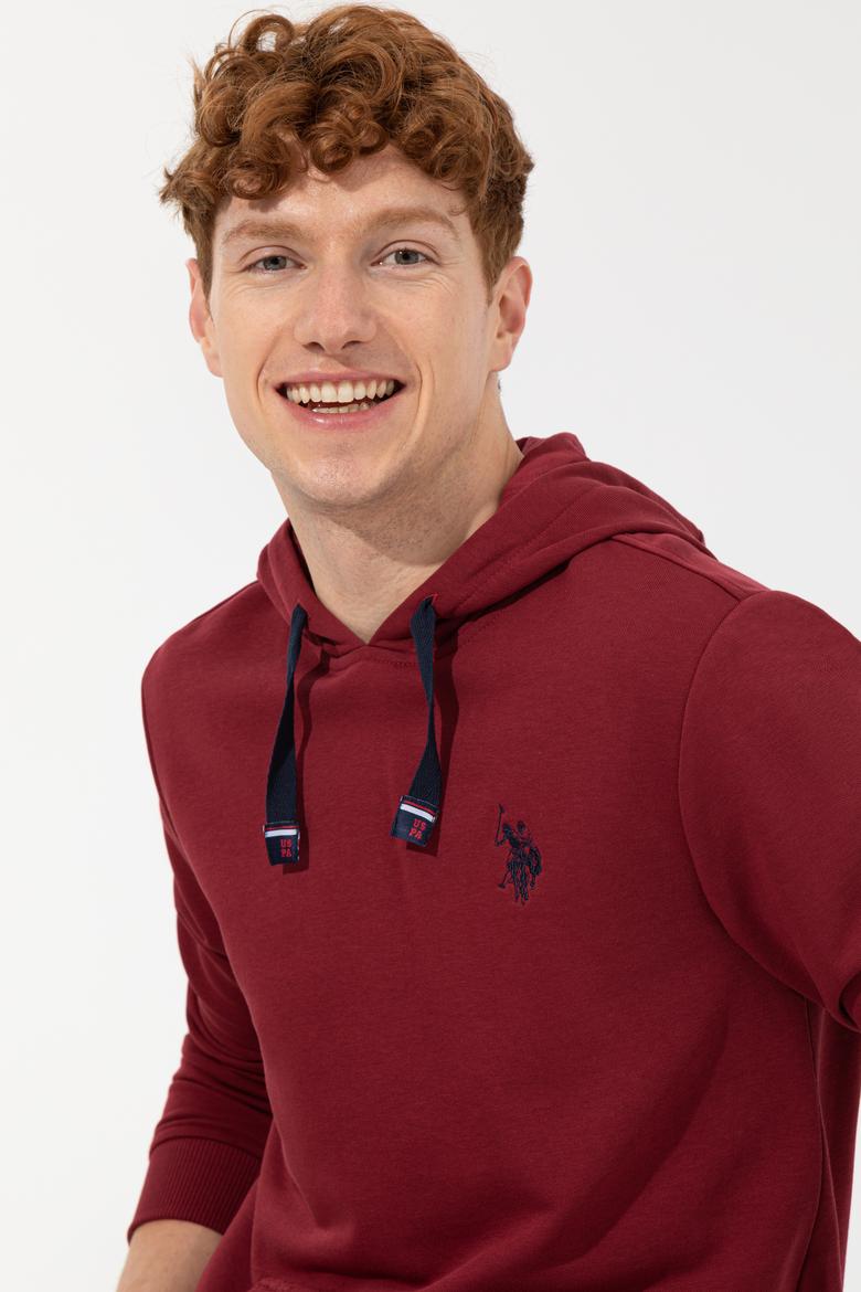 Erkek Vişne Kapüşonlu Sweatshirt