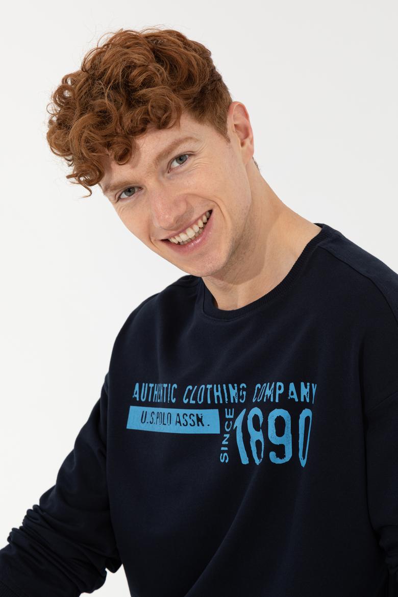 Erkek Lacivert Bisiklet Yaka Sweatshirt - 50257196016