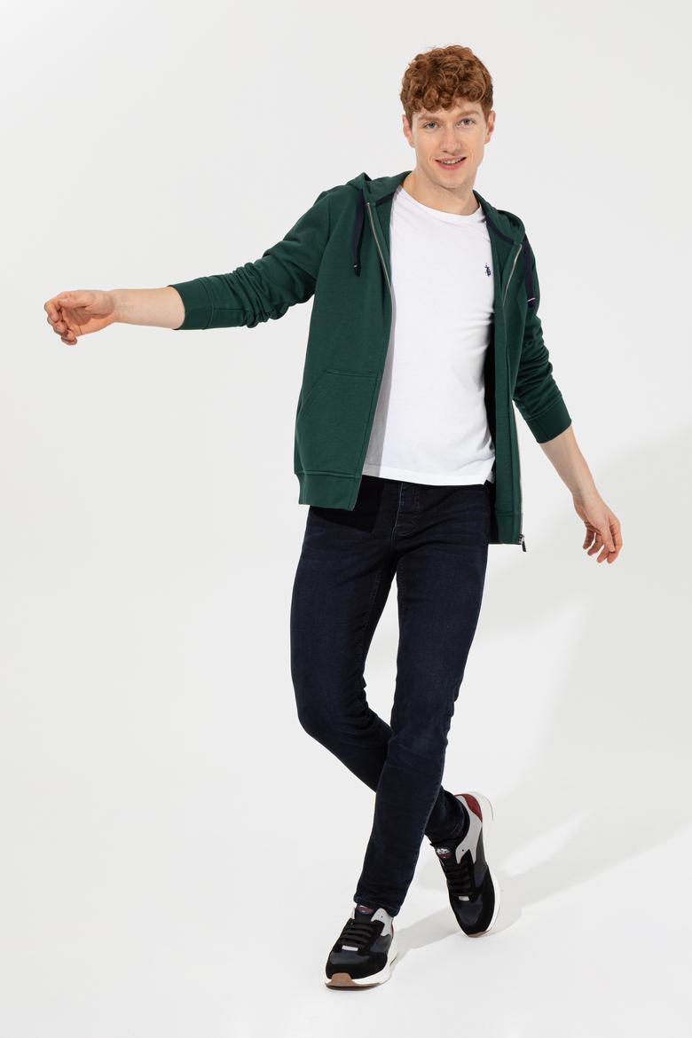 Erkek Yeşil Kapüşonlu Örme Hırka - 50257142029