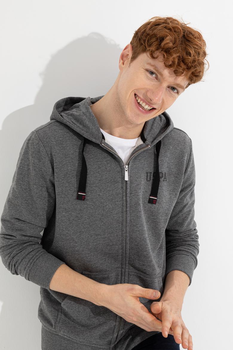 Erkek Antrasit Melanj Kapüşonlu Örme Hırka - 50257142018