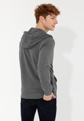 Erkek Antrasit Melanj Kapüşonlu Örme Hırka - 50257142018