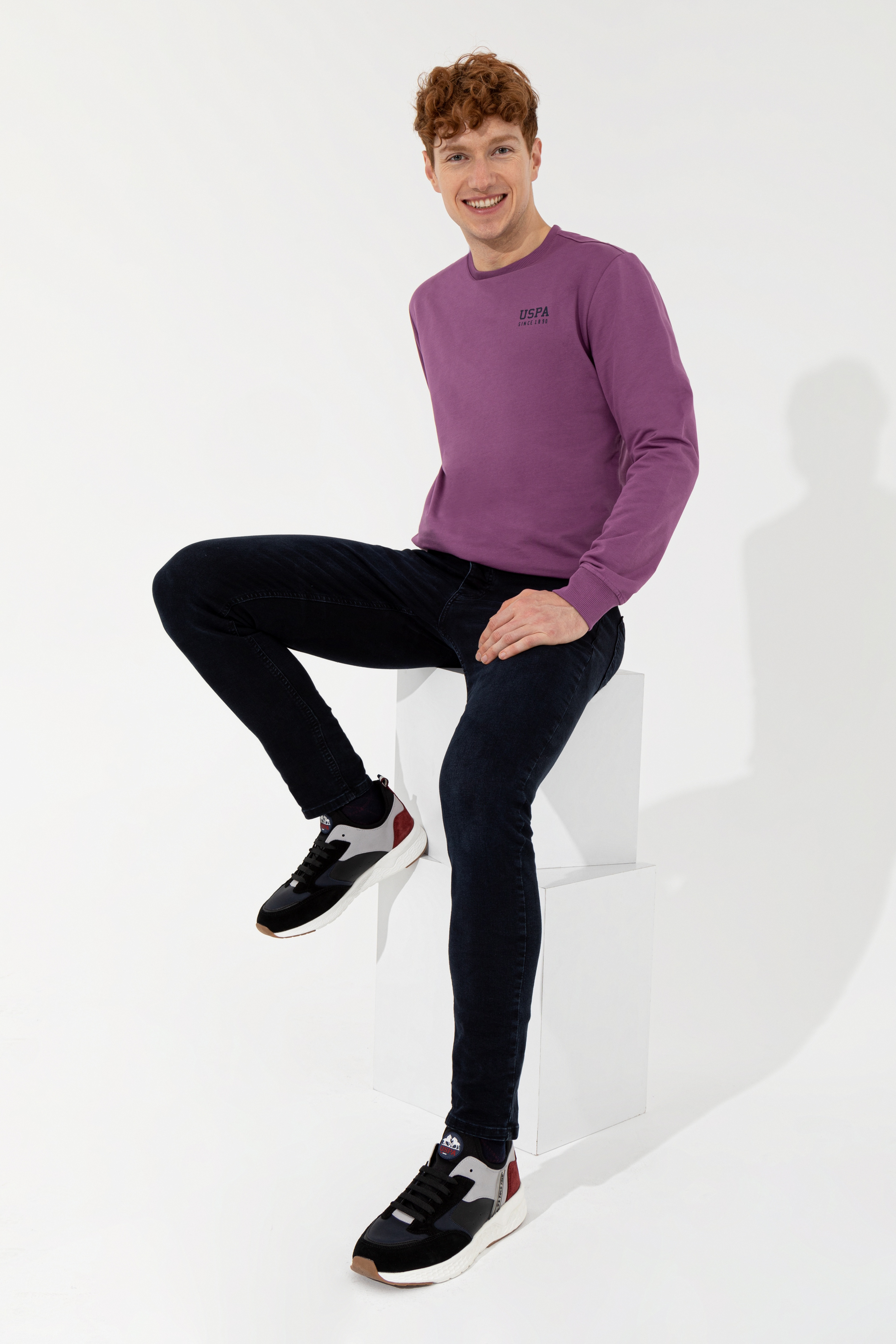 Erkek Menekşe Basic Sweatshirt - Image 3