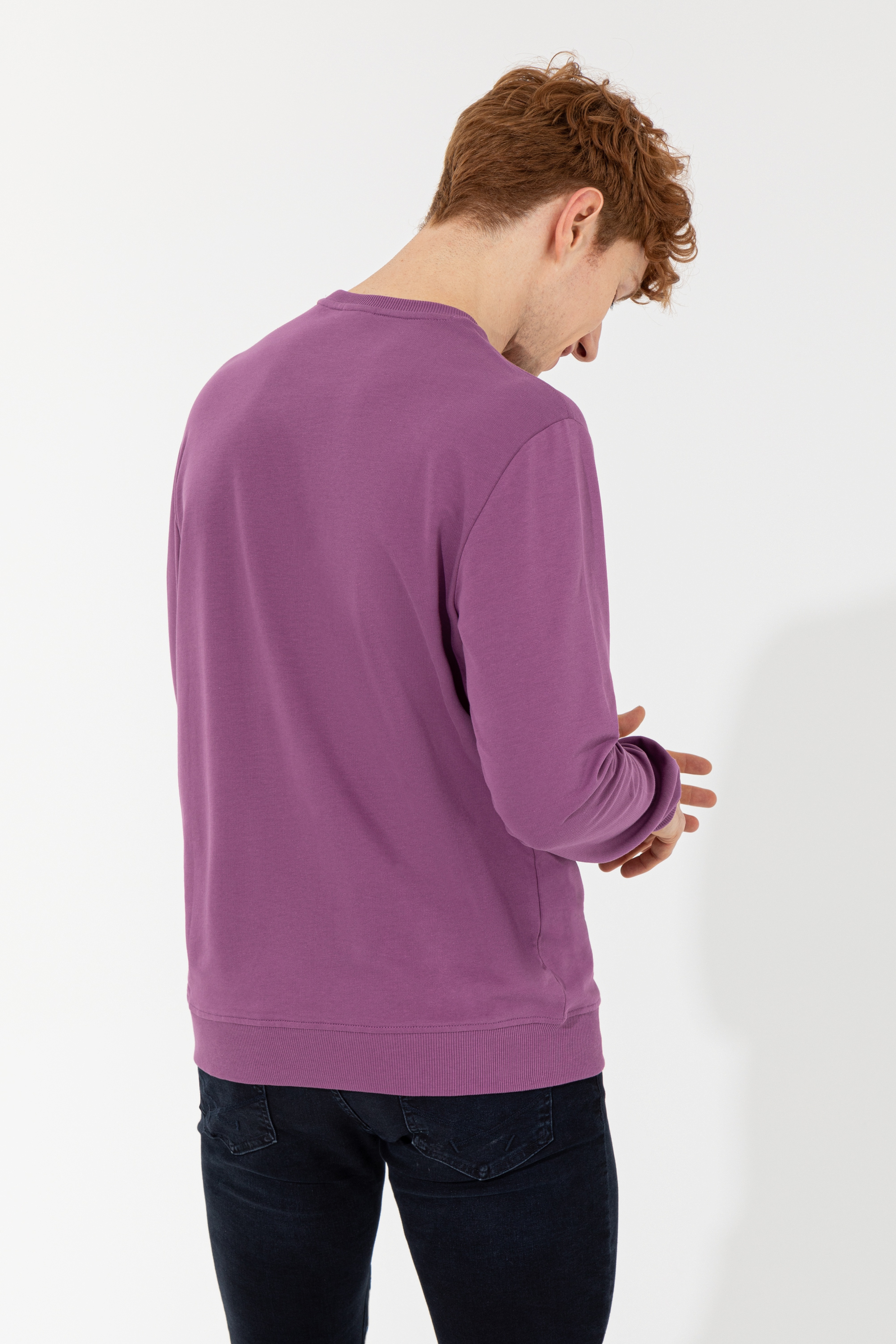 Erkek Menekşe Basic Sweatshirt