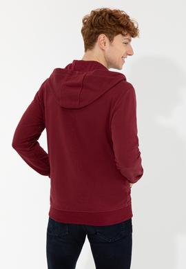 Erkek Vişne Kapüşonlu Örme Hırka - 50257142038