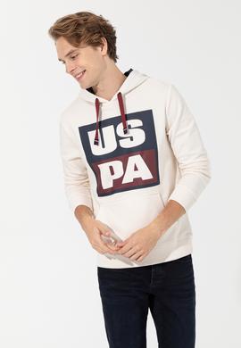 Erkek Ekru Kapüşonlu Sweatshirt - 50257482035