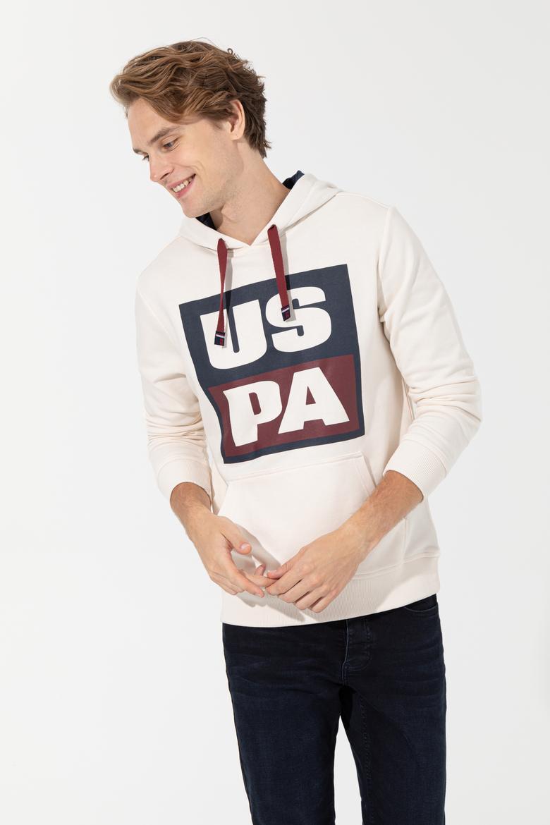 Erkek Ekru Kapüşonlu Sweatshirt - 50257482035