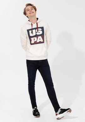 Erkek Ekru Kapüşonlu Sweatshirt - 50257482035