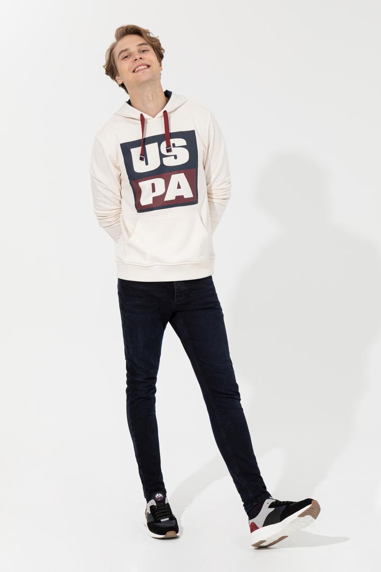 Erkek Ekru Kapüşonlu Sweatshirt - 50257482035