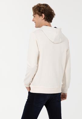 Erkek Ekru Kapüşonlu Sweatshirt - 50257482035