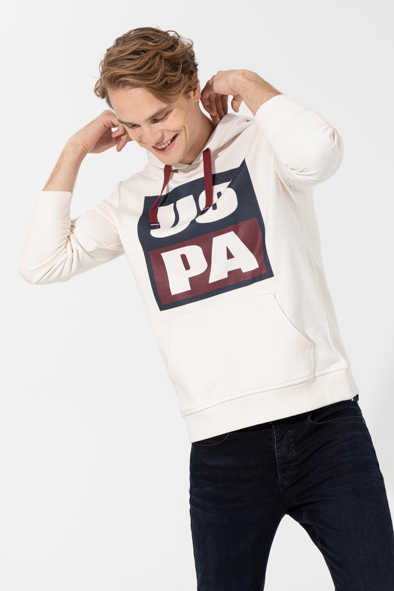 Erkek Ekru Kapüşonlu Sweatshirt - 50257482035