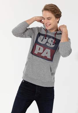 Erkek Gri Melanj Kapüşonlu Sweatshirt - 50257482045