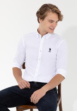 Erkek Beyaz Uzun Kollu Basic Gömlek - 50253873005